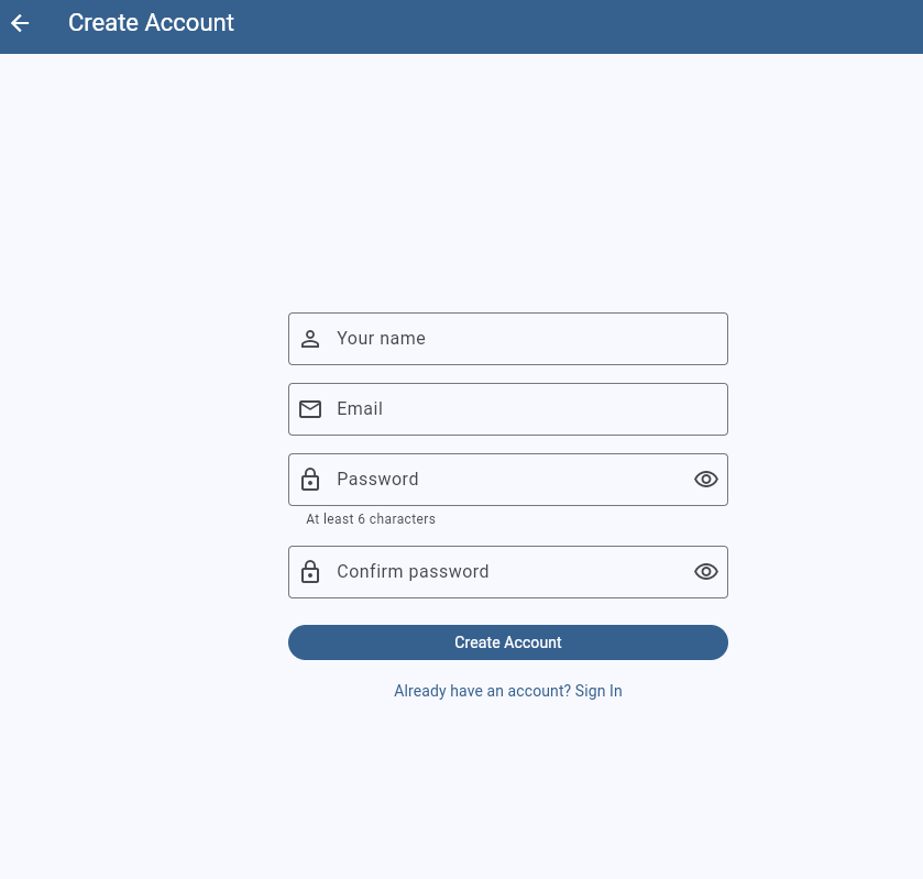 FlowSlot create account screen