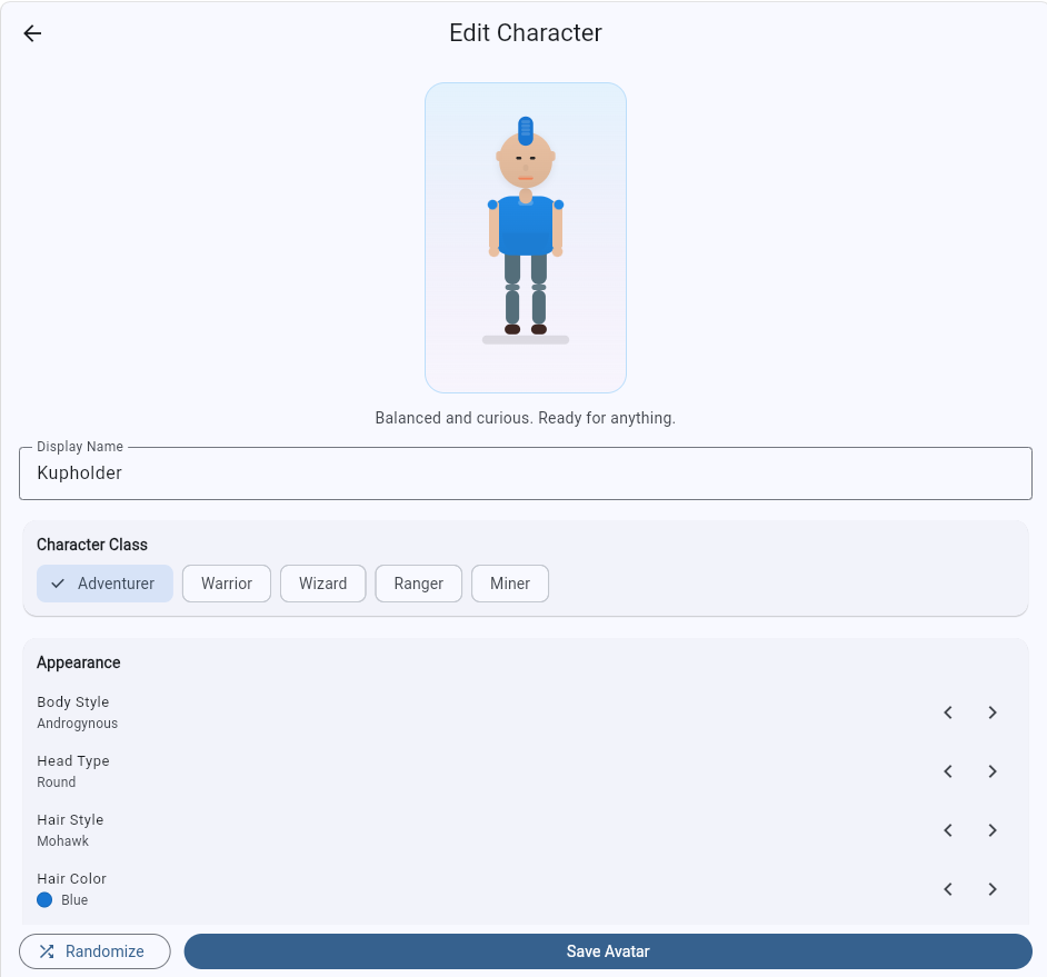 FlowSlot edit character screen