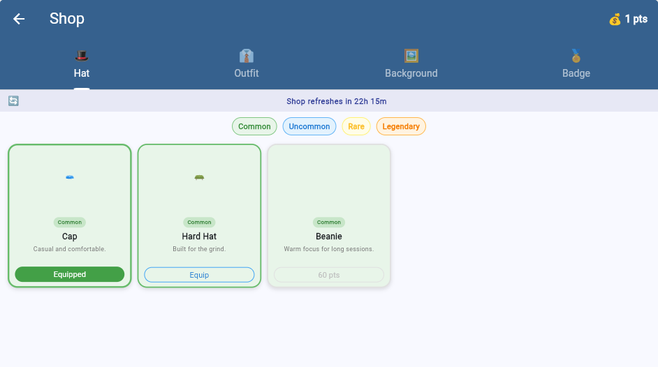 FlowSlot shop screen